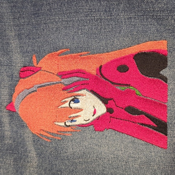 Neon Genesis Evangelion Anime Denim Skirt Asuka Langley Soryu Embroidered Custom - Picture 3 of 5
